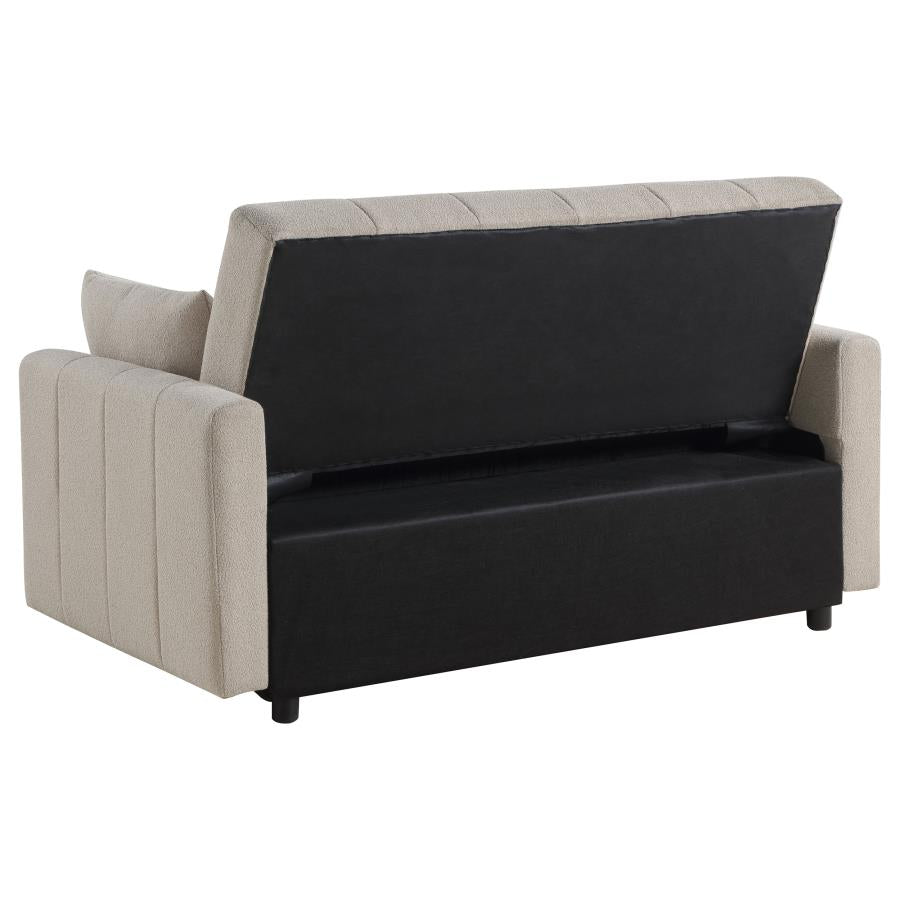 Coaster Portland Latte Boucle Fabric Fold Down Pop Up Sleeper Sofa Bed – 350142 — product view 5