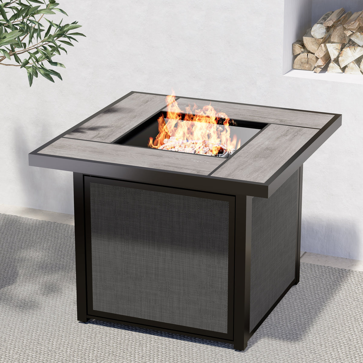 LOUNGE YARD 28" 30" 32" Square Outdoor Patio Propane Fire Pit Table — product view 6
