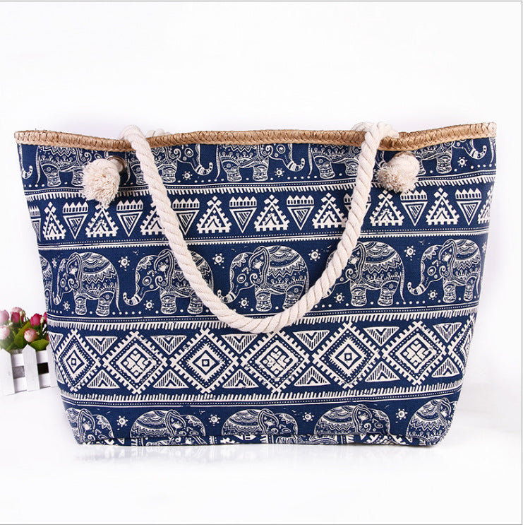 Spacious shopping bag in ethnic elephant design LoungeYard — product view 3