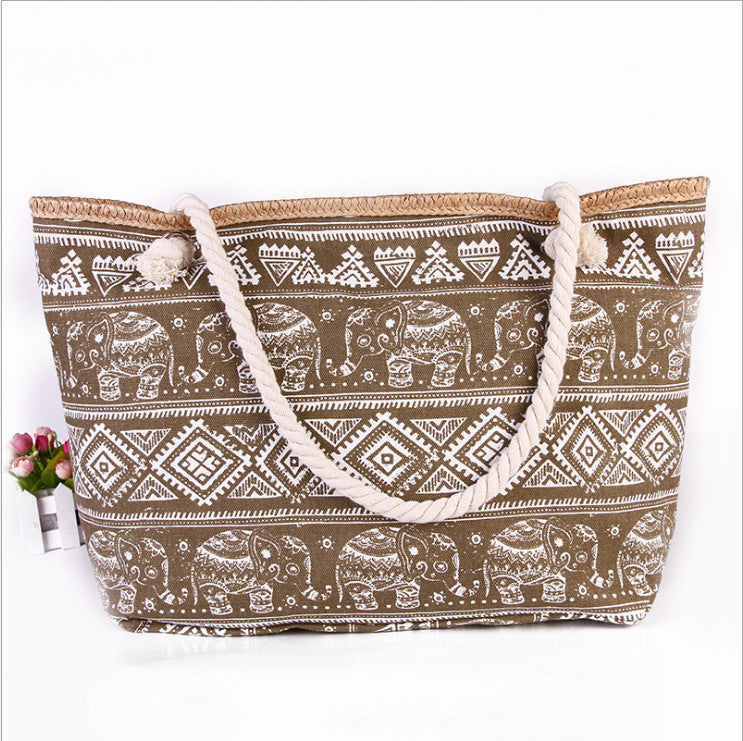 Spacious shopping bag in ethnic elephant design LoungeYard — product view 7