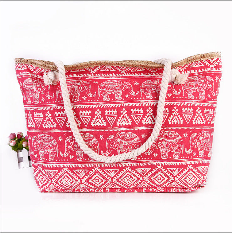 Spacious shopping bag in ethnic elephant design LoungeYard — product view 2