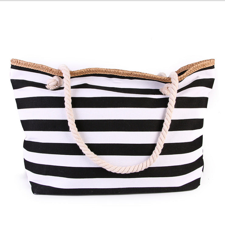 Large beach bag with maritime stripes LoungeYard — product view 2