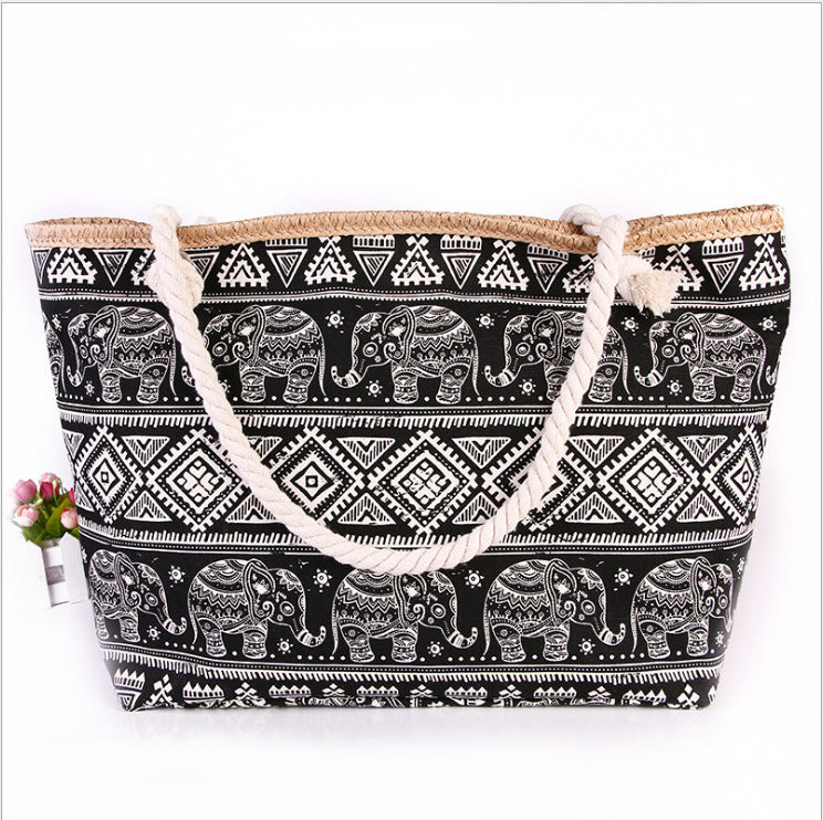 Spacious shopping bag in ethnic elephant design LoungeYard — product view 6
