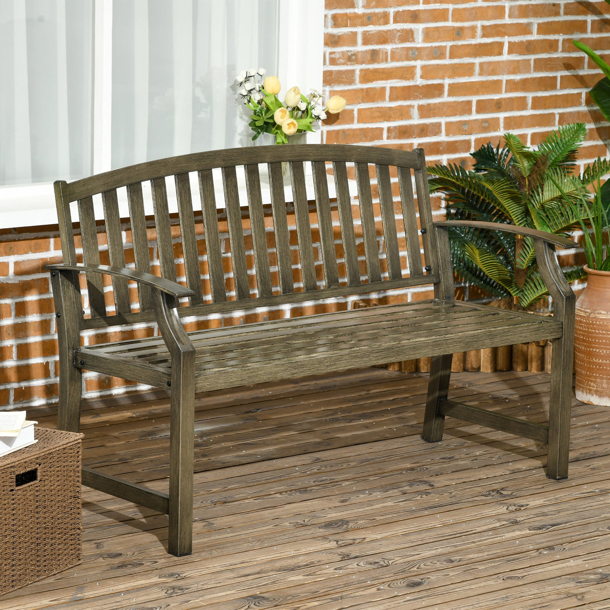 46" Outdoor Garden Metal Bench for Patio, Park, Porch, Lawn, Yard, Deck, Black — product view 3
