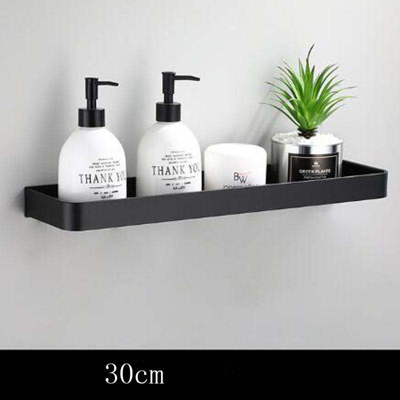 LoungeYard | Black bathroom shelf made of space aluminum for wall mounting — product view 1