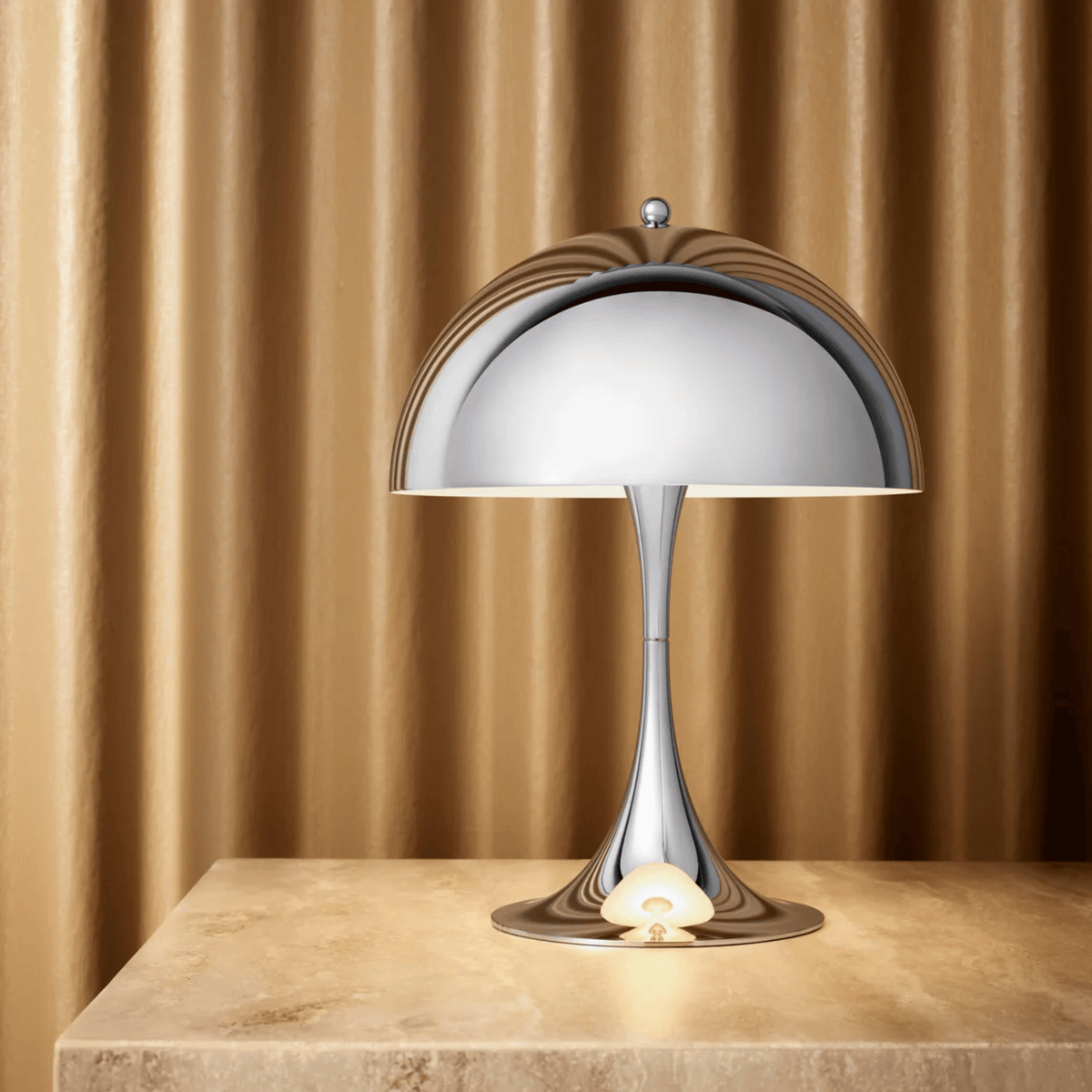 GlowCap Retro LED Desk Light Minimalist Scandinavian Bedside Dining — White Silver Chrome — product view 2