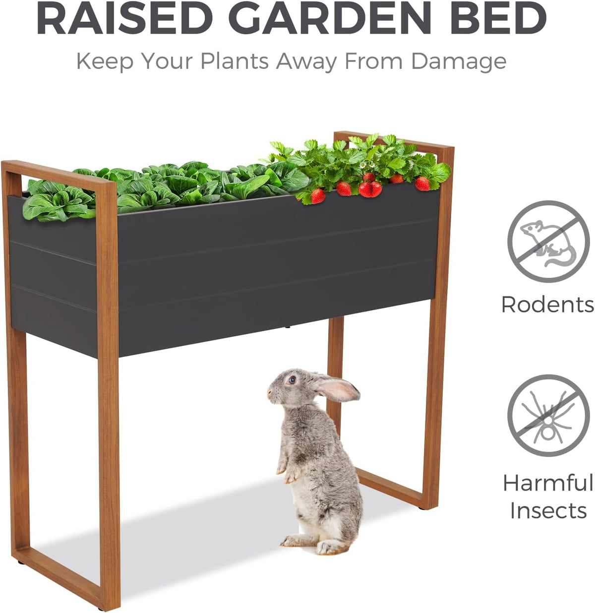 LOUNGE YARD Duisburg Raised Garden Bed with Legs, Weather-Resistant Elevated Planter Box with Drainage Holes — product view 4