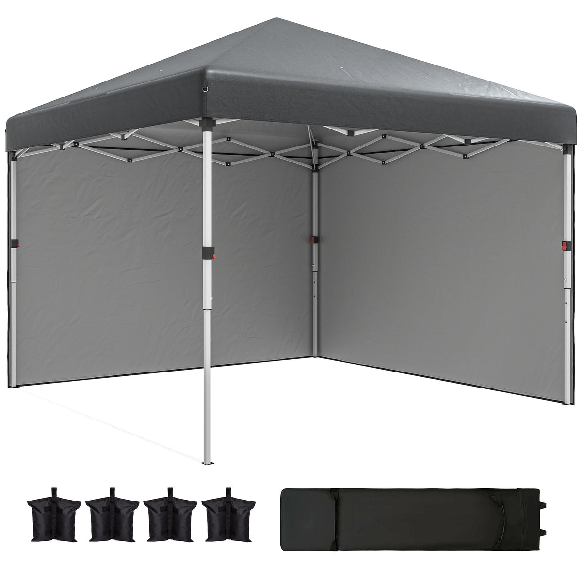 10' x 10' Pop Up Canopy Tent with Sidewalls and Roller Bag, Dark Grey — product view 1