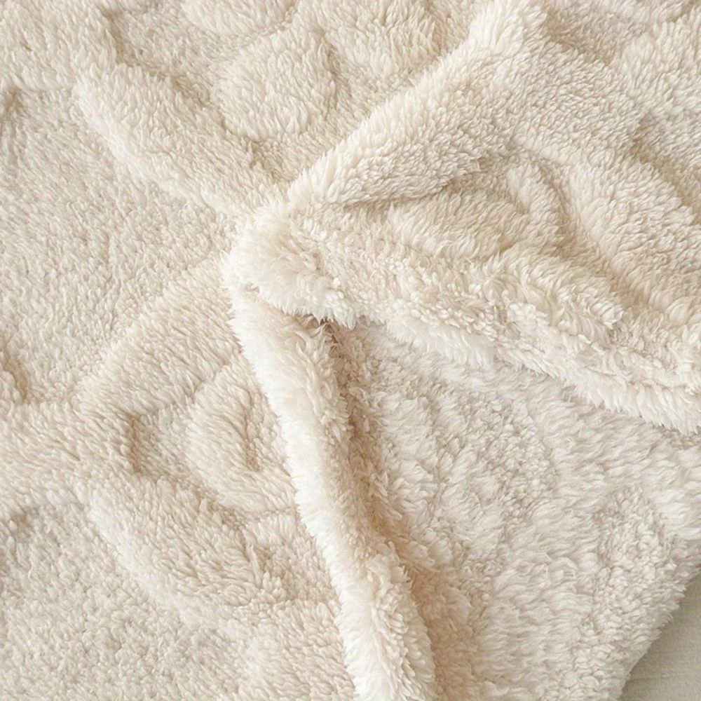 LoungeYard | Leaf Embroidery Fleece Winter Blanket — product view 1
