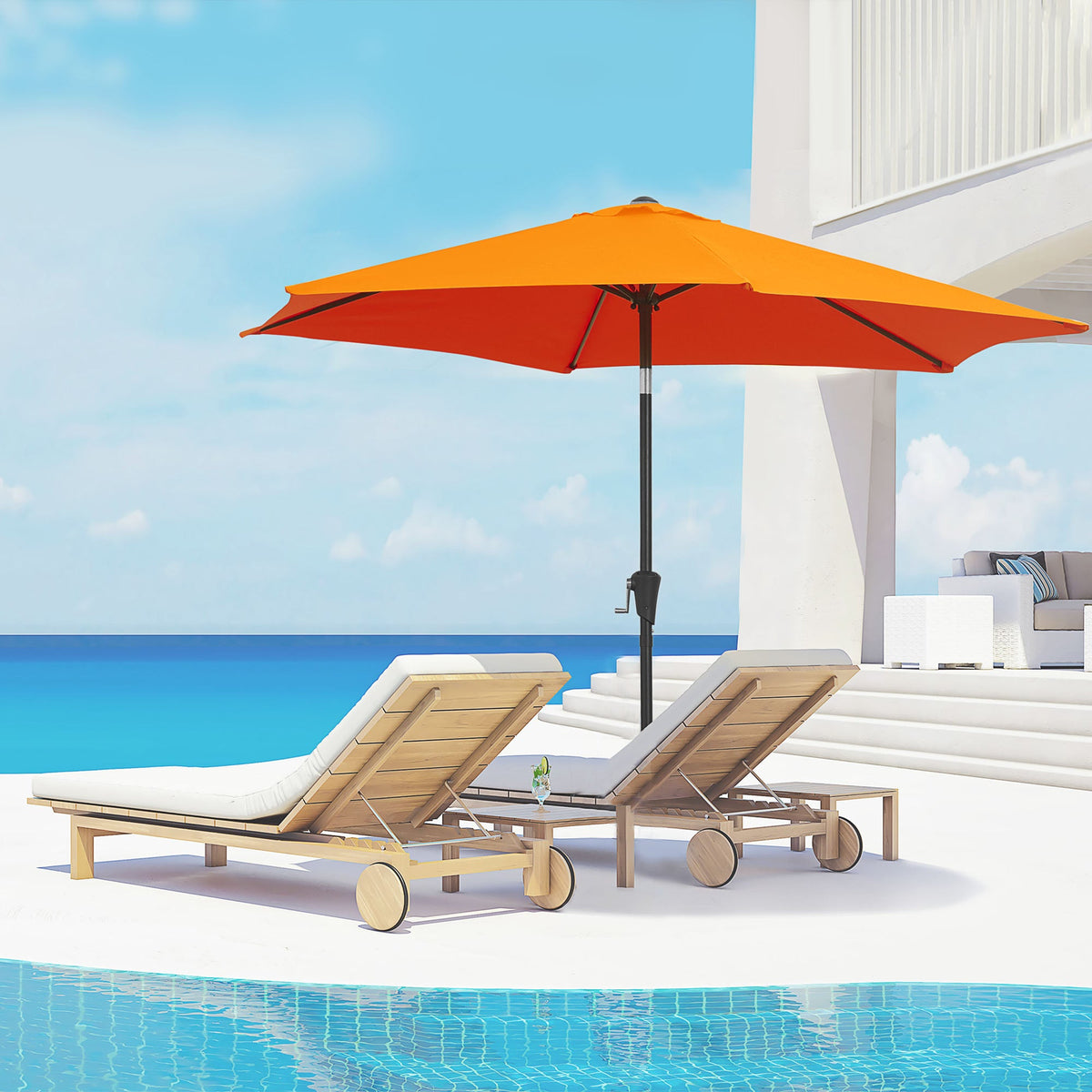 8.5ft Patio Umbrella with Crank Handle and Tilt, Orange — product view 4
