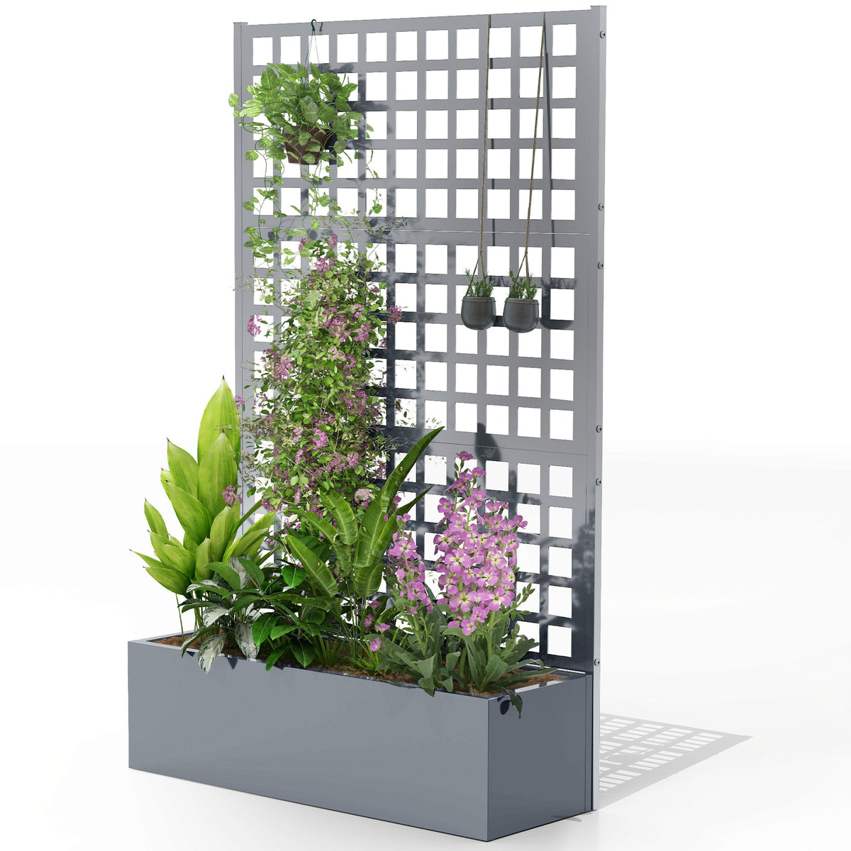 43" x 16" x 70" Raised Garden Bed with Trellis and Privacy Screen, Grey Wood Effect — product view 2