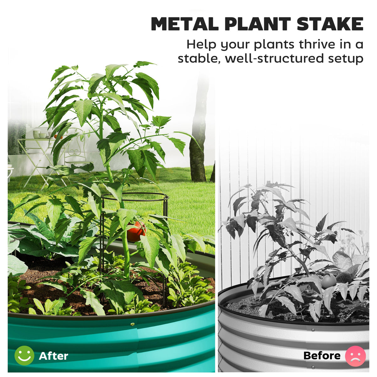 Set of 2 Galvanised Raised Beds with Stakes, 150 x 60 x 30 cm, Green — product view 7