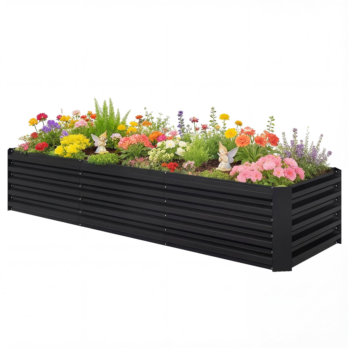 8 x 2.6 x 1.5ft Galvanized Raised Garden Bed with Open Bottom, Black — product view 2
