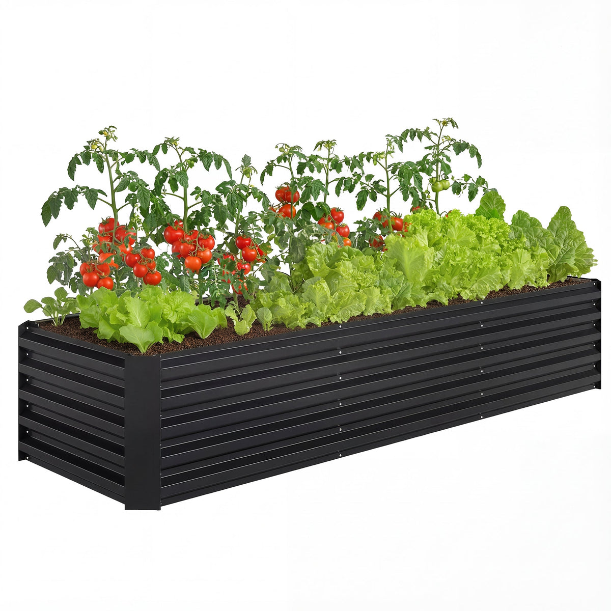 8 x 2.6 x 1.5ft Galvanized Raised Garden Bed with Open Bottom, Black — product view 1