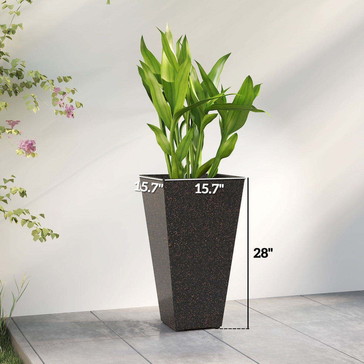 3-Piece 28" Tall Planters with Drainage Holes, Brown — product view 5
