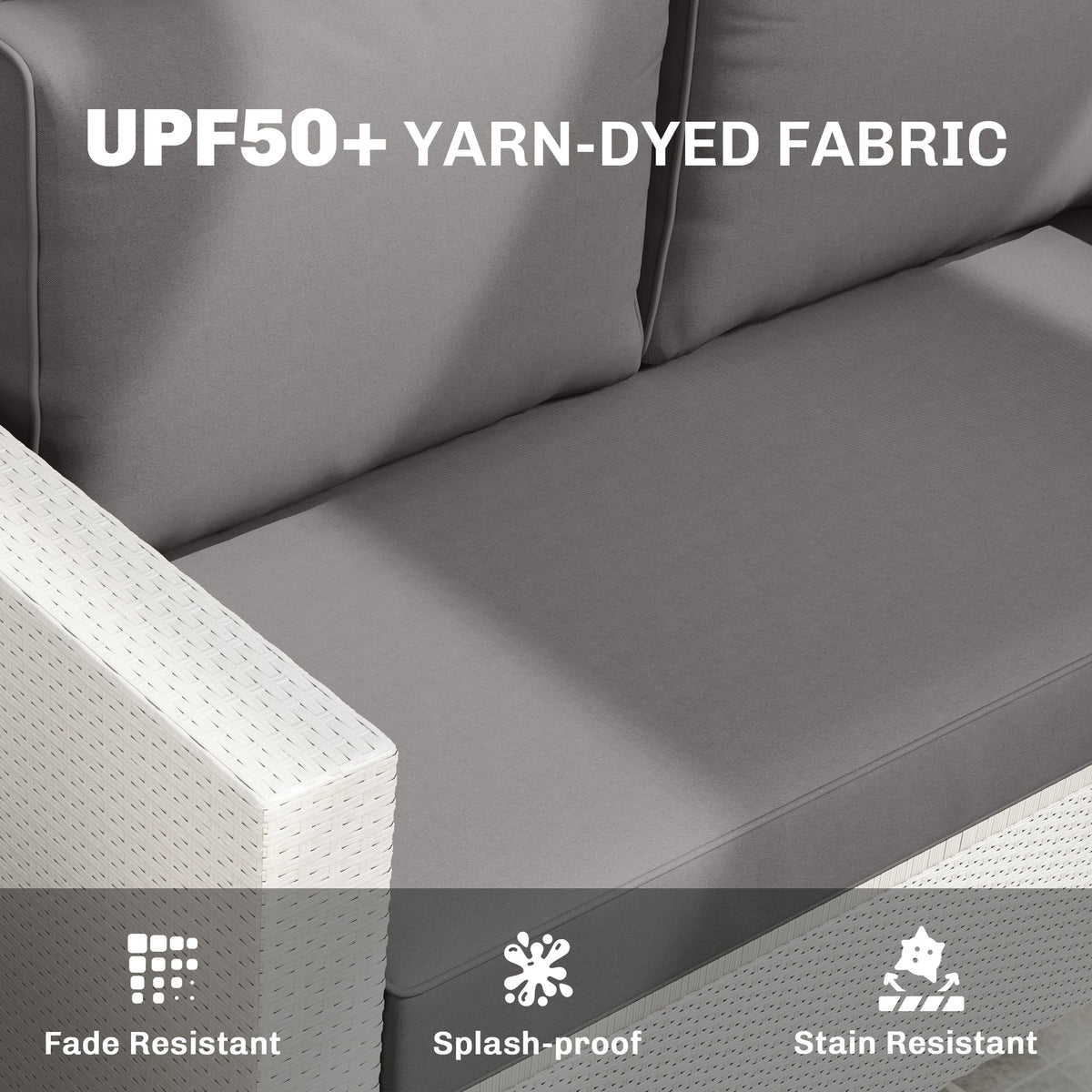 2 Seater Outdoor Seat Cushions with Backrest, Light Grey — product view 7