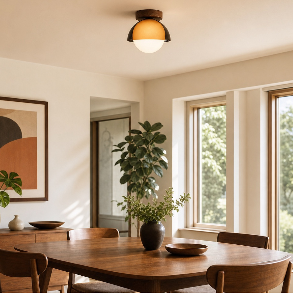 Afterglow Amber Dome Ceiling Light, Walnut — product view 4