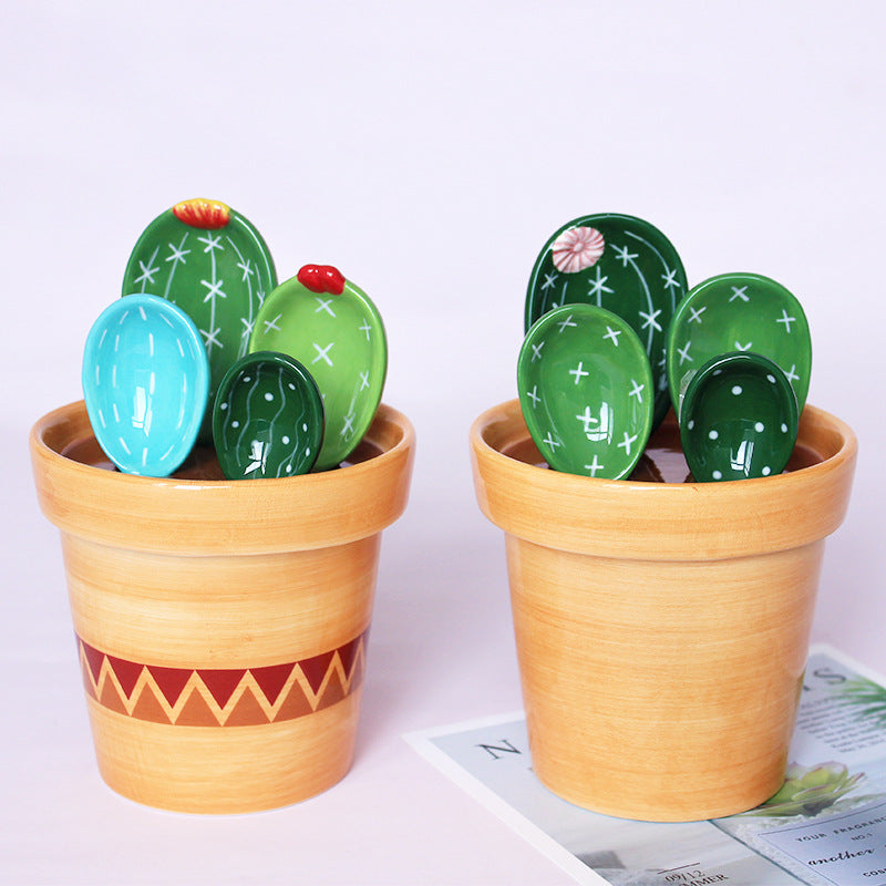 Prickly Cacti Measuring Set, Ceramic Measuring Spoons and Cups | LoungeYard — product view 5