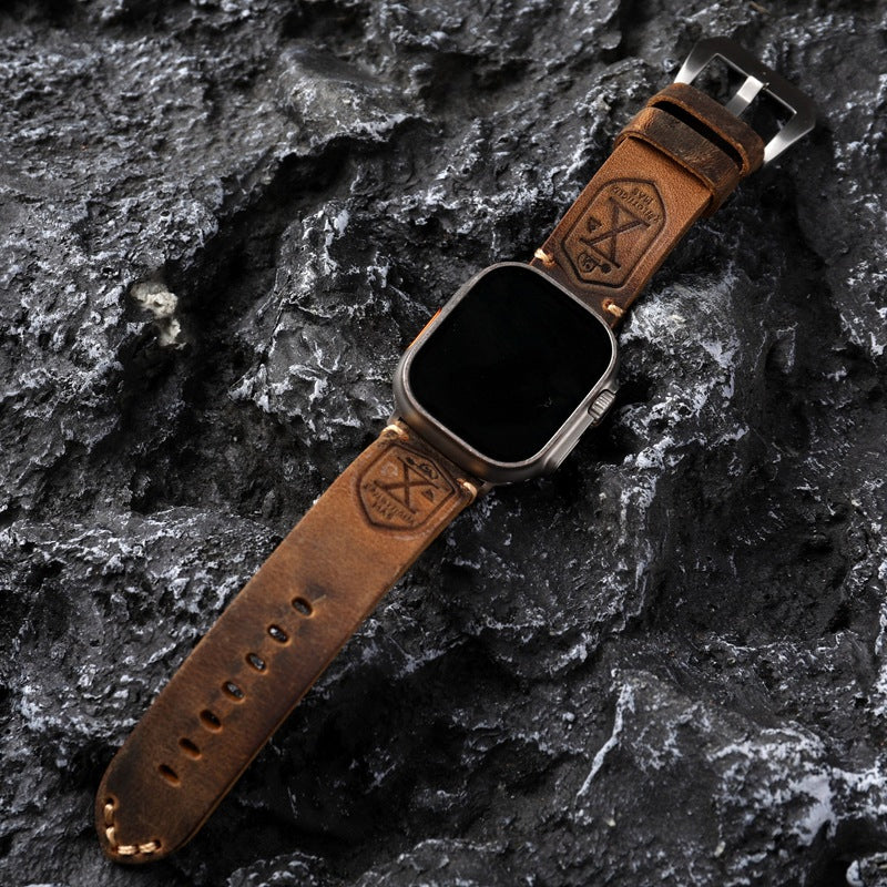 Handcrafted Vintage Leather Apple Watch Band — product view 3