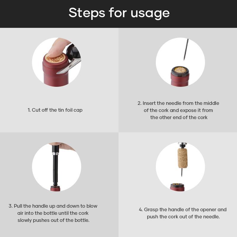 2-in-1 Air Pressure Pump Wine Bottle Opener with Foil Cutter | LoungeYard — product view 5