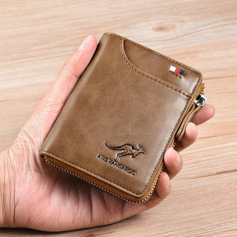 Men's RFID-Blocking Leather Wallet with Zipper Closure — product view 3
