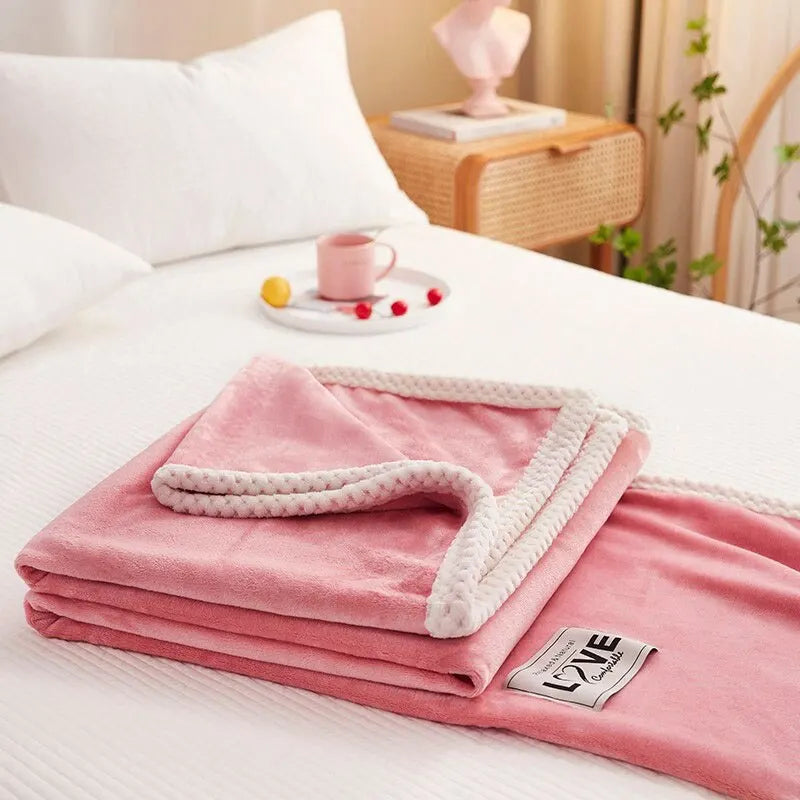 LoungeYard | Pink Flannel Fleece Blanket - BlushCozy — product view 3
