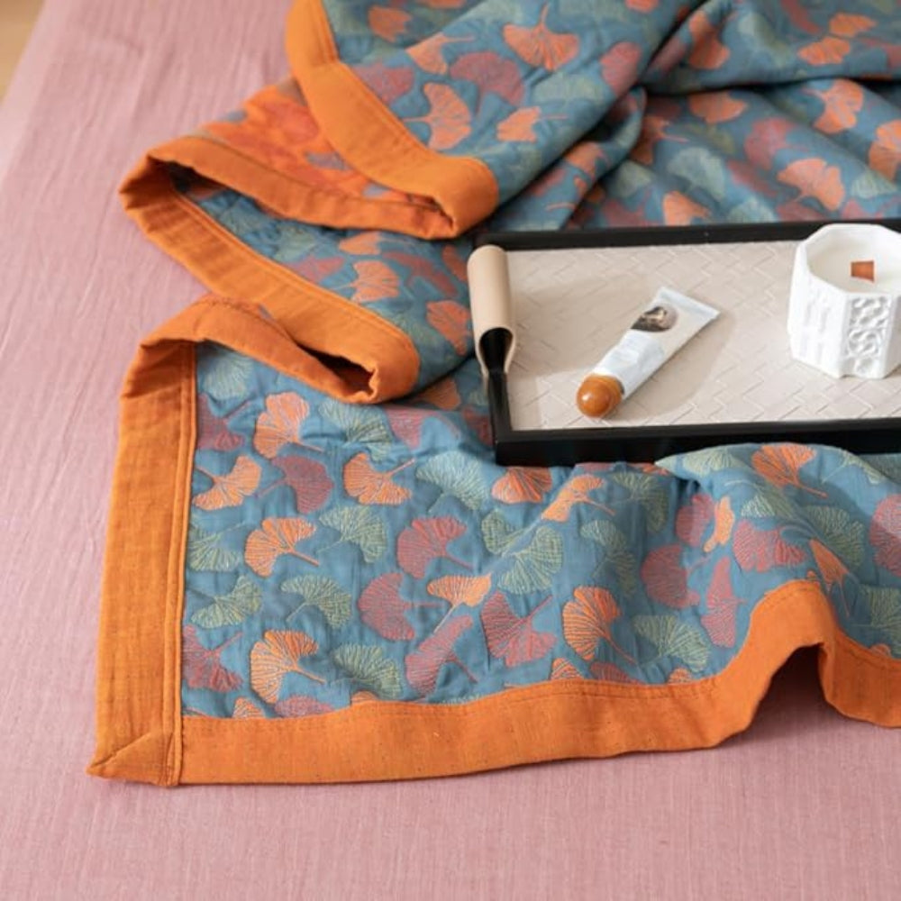 LoungeYard | Ginkgo Leaf Print Reversible Blanket — product view 1