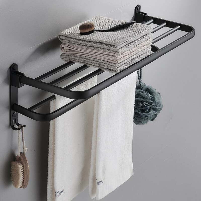 LoungeYard | Easy Organizer Bathroom Aluminum Foldable Towel Rack — product view 3