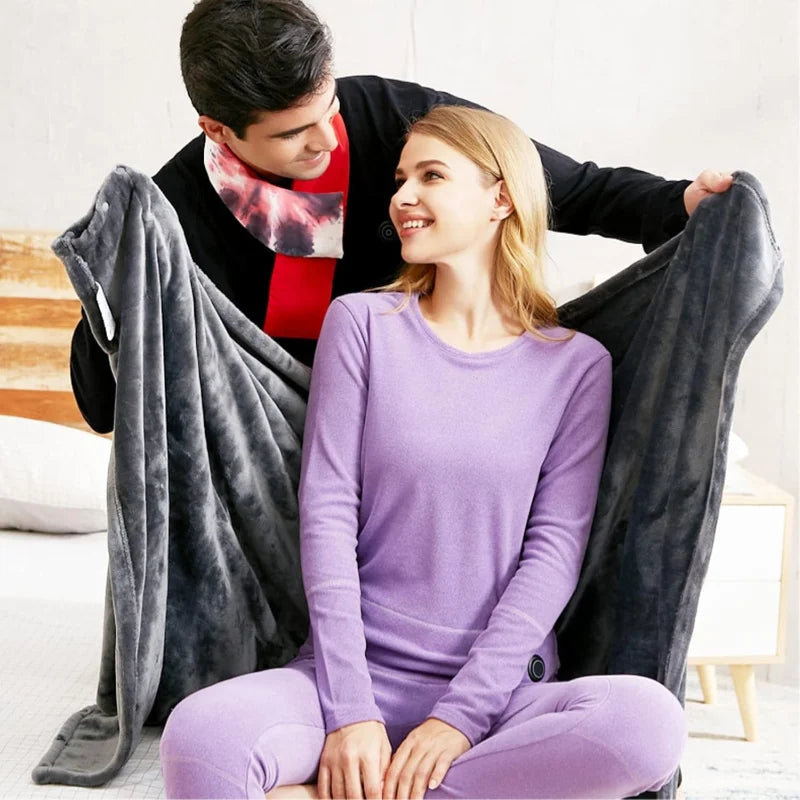 LoungeYard | Soft Coral Velvet Portable Heated Shawl — product view 2