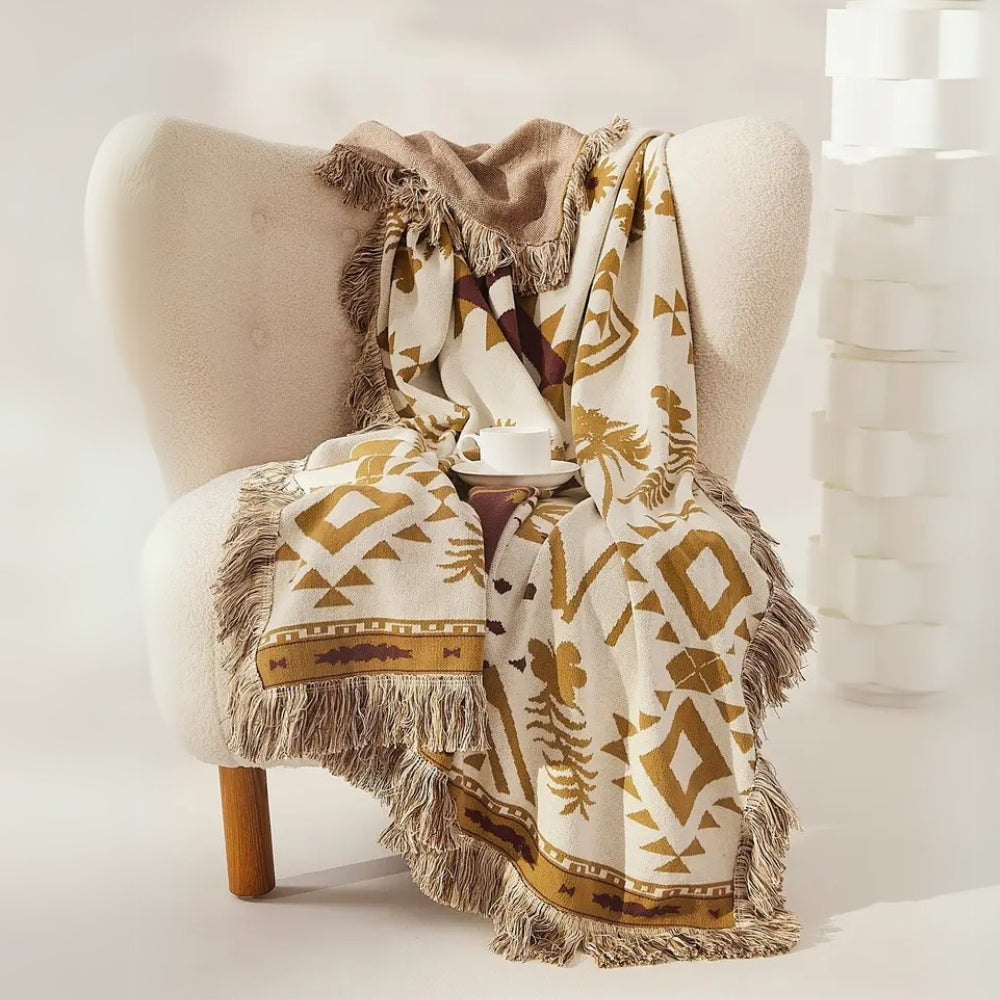 LoungeYard | Azura Boho Geometric Knit Blanket — product view 5