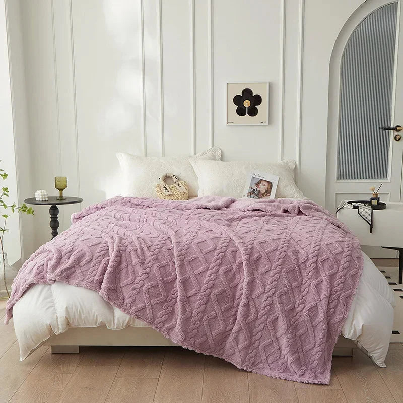 LoungeYard | Reversible Thick Lambswool Blanket - CozyLuxe — product view 5