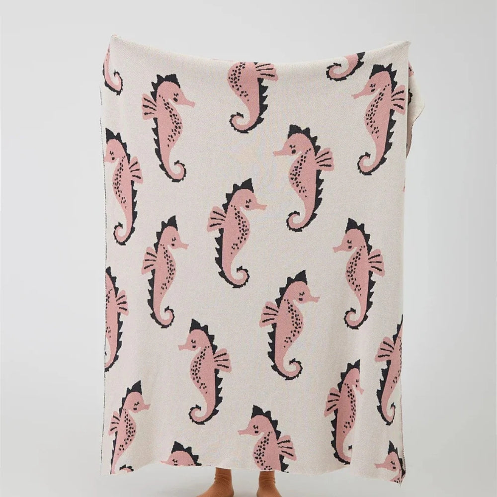 LoungeYard | Nautical Seahorse Throw Blanket — product view 6