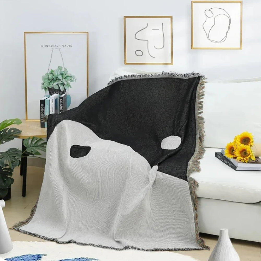 LoungeYard | Artistic Yin Yang Tapestry Throw Blanket — product view 2
