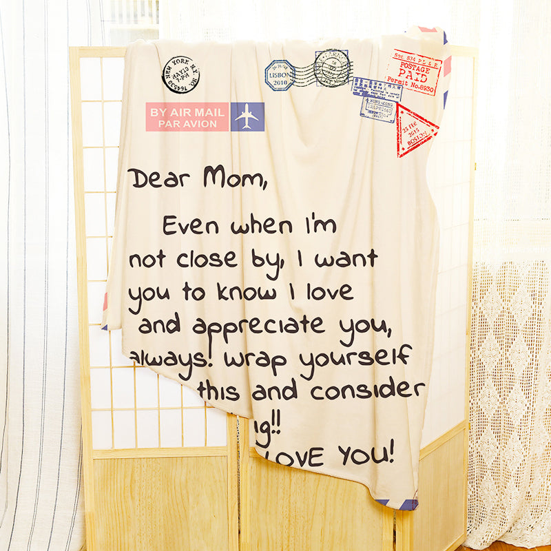 Letter Printed Flannel Throw Blanket Gift for Mom | LoungeYard — product view 2