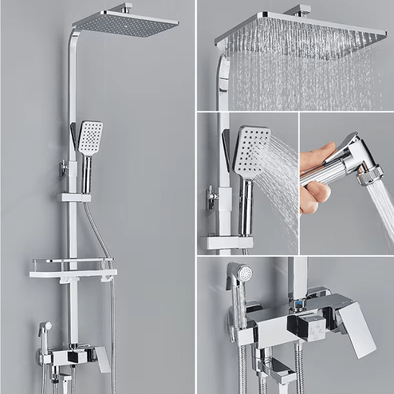 LoungeYard | RainFlow Luxe Rain Shower Set – adjustable brass shower fixture with 4 functions — product view 6