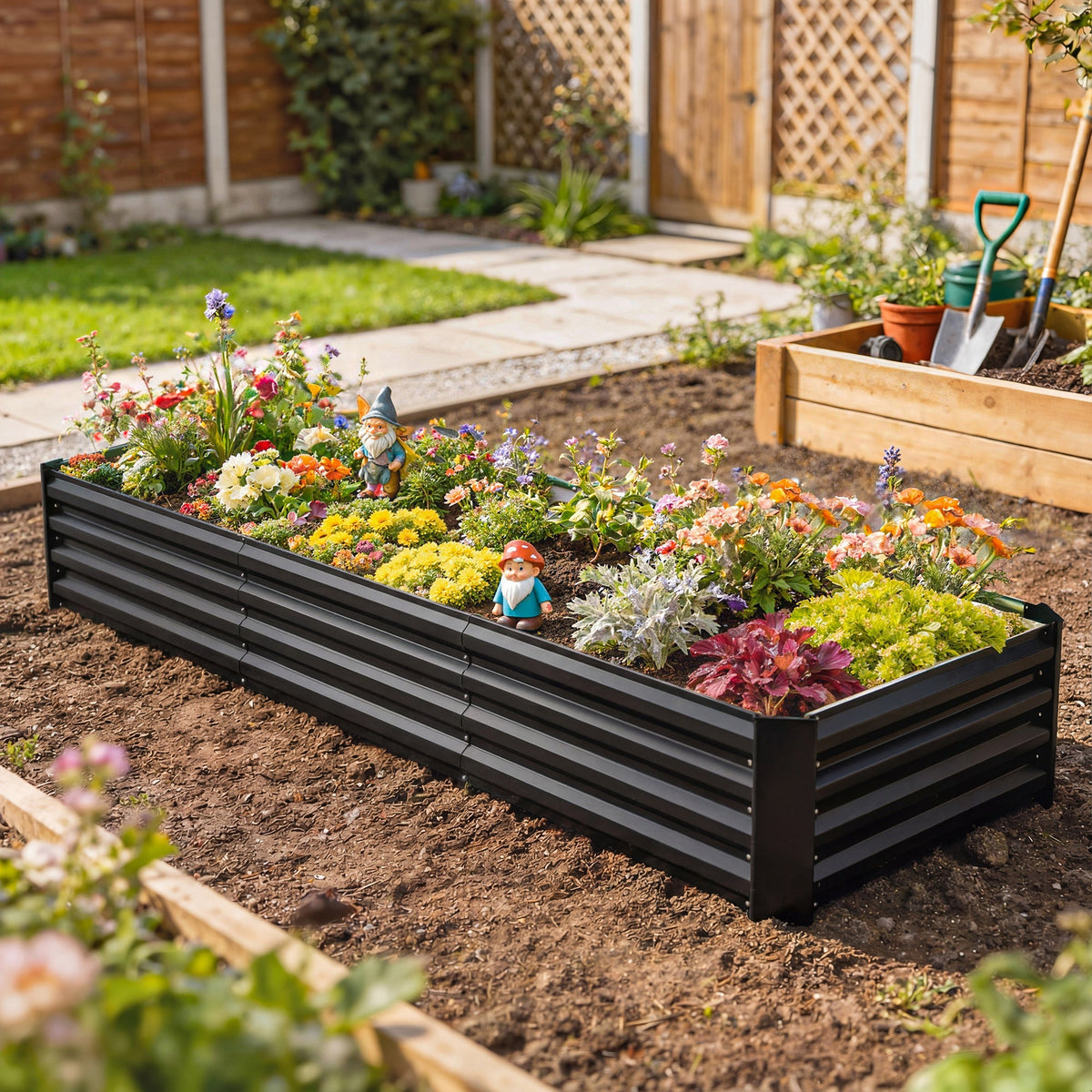 8 x 2.6 x 1.5ft Galvanized Raised Garden Bed with Open Bottom, Black — product view 3