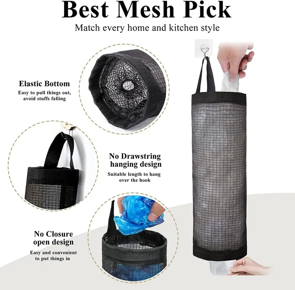 LoungeYard | Hanging Pocket Organizer – Breathable Mesh for Storing Kitchen Bags and Fruits/Veggies — product view 5