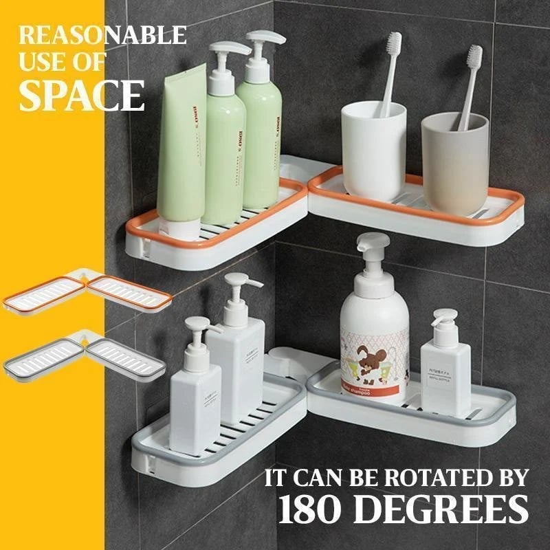 Rotating Bathroom Corner Shelf with Drainage Holes, Drill-Free — product view 2