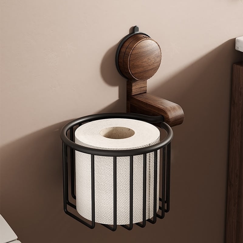 LoungeYard | Suction Cup Walnut Paper Towel Holder — product view 5