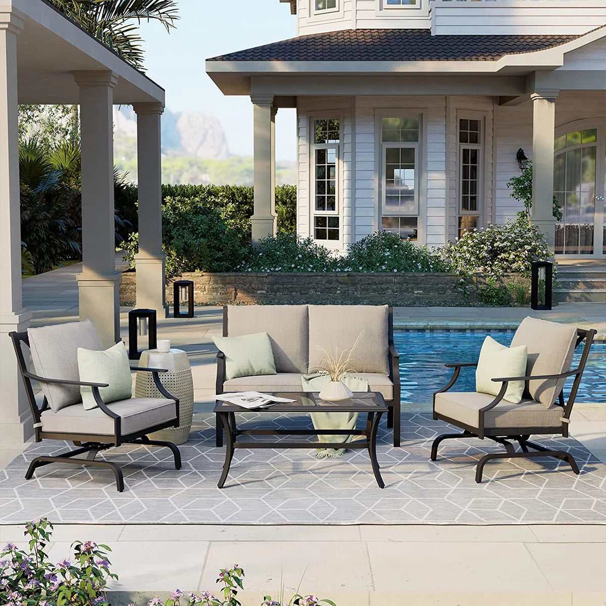LOUNGE YARD Outdoor Dining Set, Patio Dining Set Metal Patio Garden Set for Backyard,Patio — product view 7