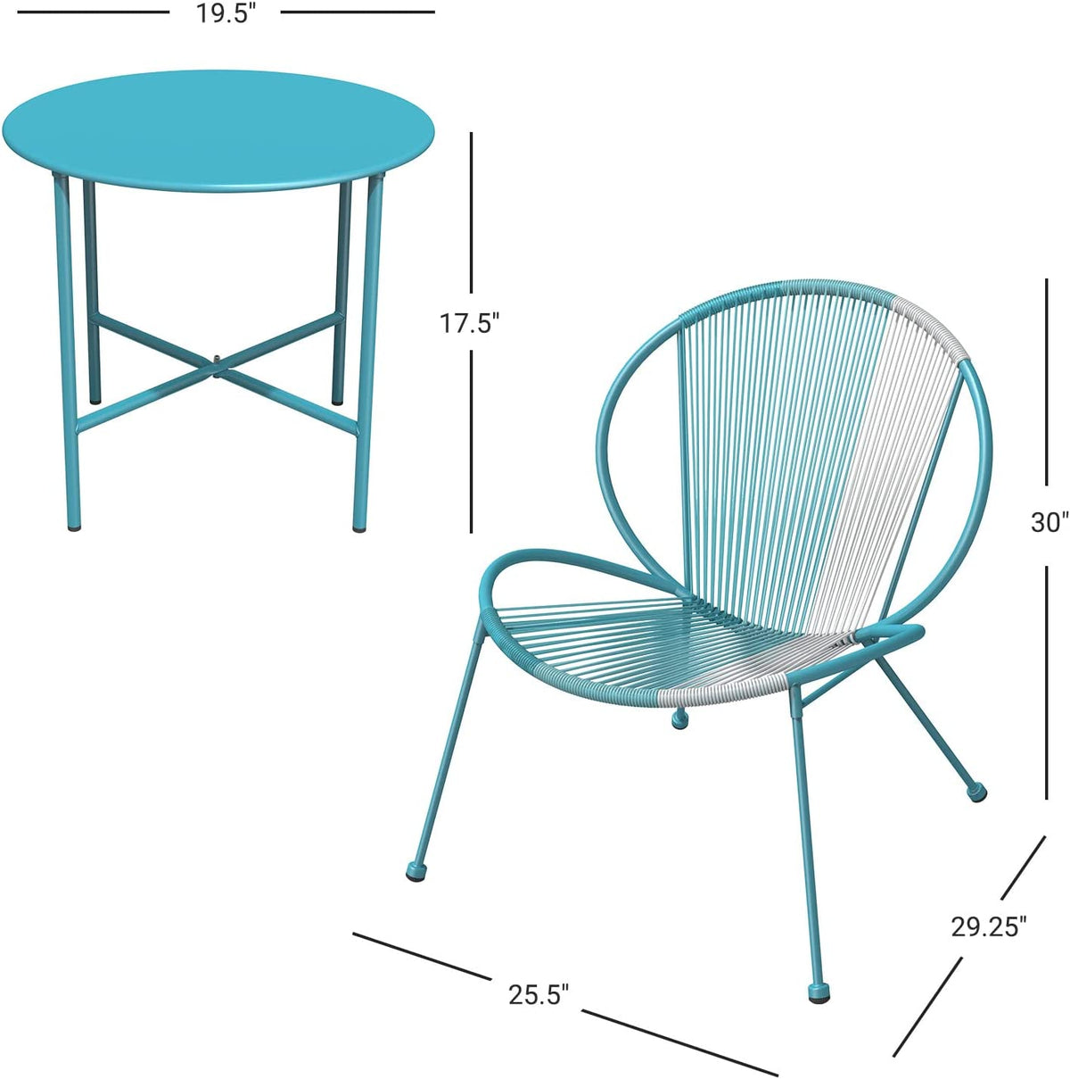 LOUNGE YARD 3 Piece Acapulco Steel Woven Rope Bistro Set  with Coffee Table — product view 3