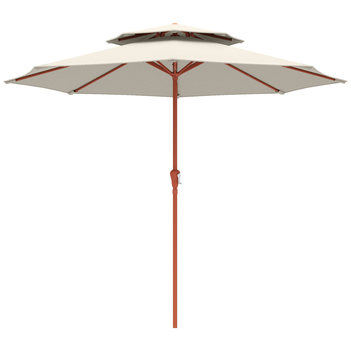 104'' x 104'' Patio Umbrella with Crank and Double Top, Cream White — product view 2