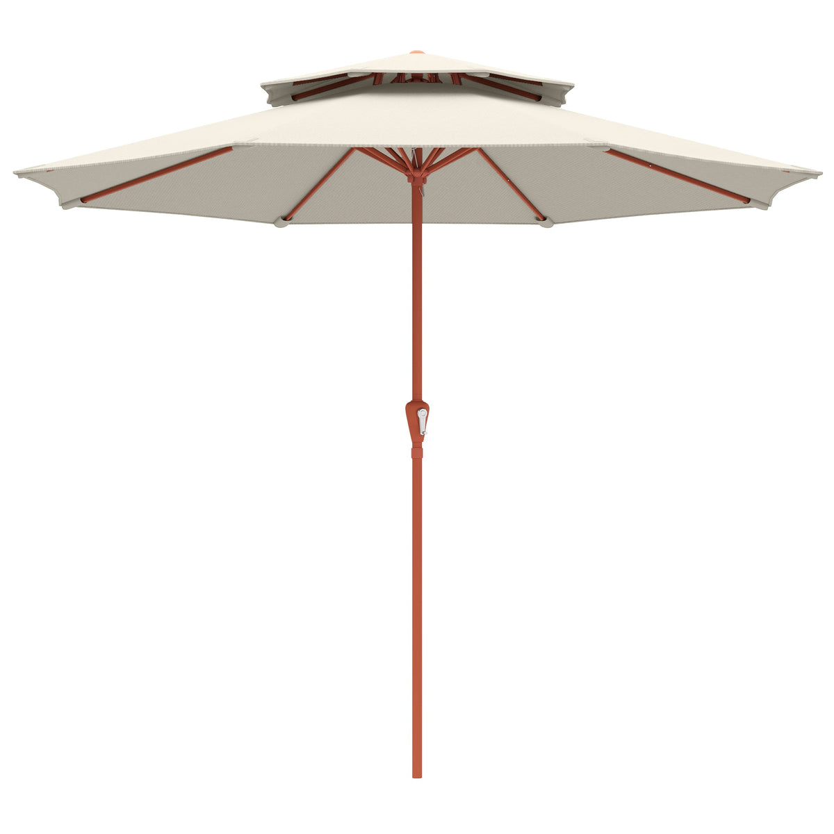 104'' x 104'' Patio Umbrella with Crank and Double Top, Cream White — product view 1