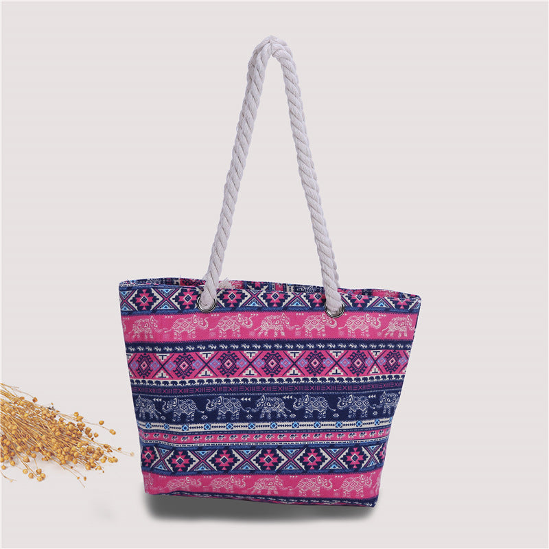 Fashionable beach bag made of sturdy cotton fabric LoungeYard — product view 3