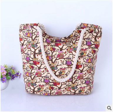 Shopping bag with stylish owl pattern LoungeYard — product view 3