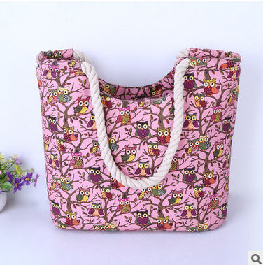 Shopping bag with stylish owl pattern LoungeYard — product view 2