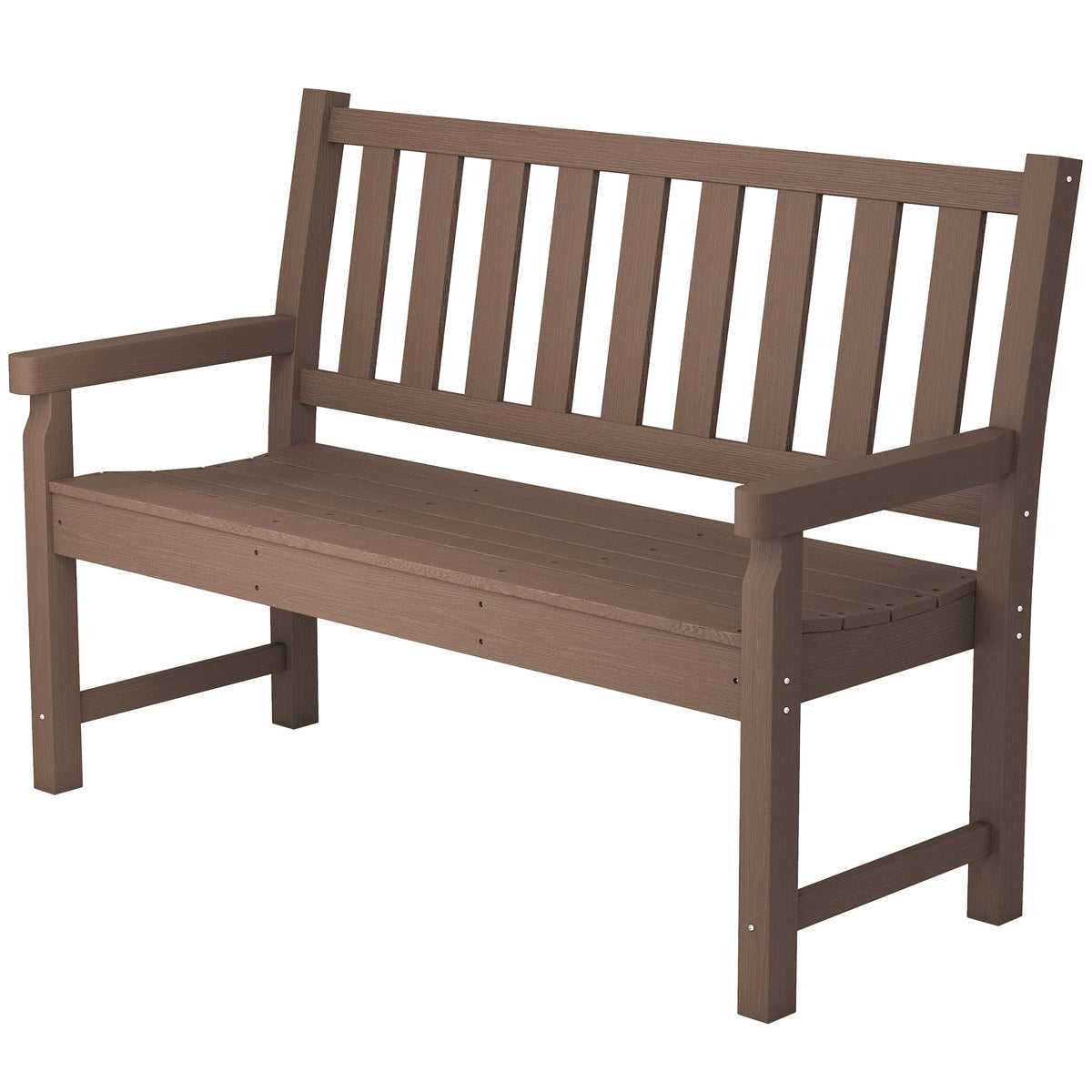 49" HDPE Garden Bench for 2-Person, 528 lbs Capacity, Brown — product view 2