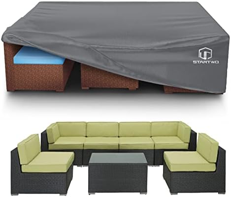 Patio Furniture Covers Waterproof, Anti-Uv Tear-Resistant 500D Heavy Duty 7-12 Seats Outdoor Furniture Cover for Sectional Sofa, Patio Table Cover, 98"X78"X28", Black — product view 2