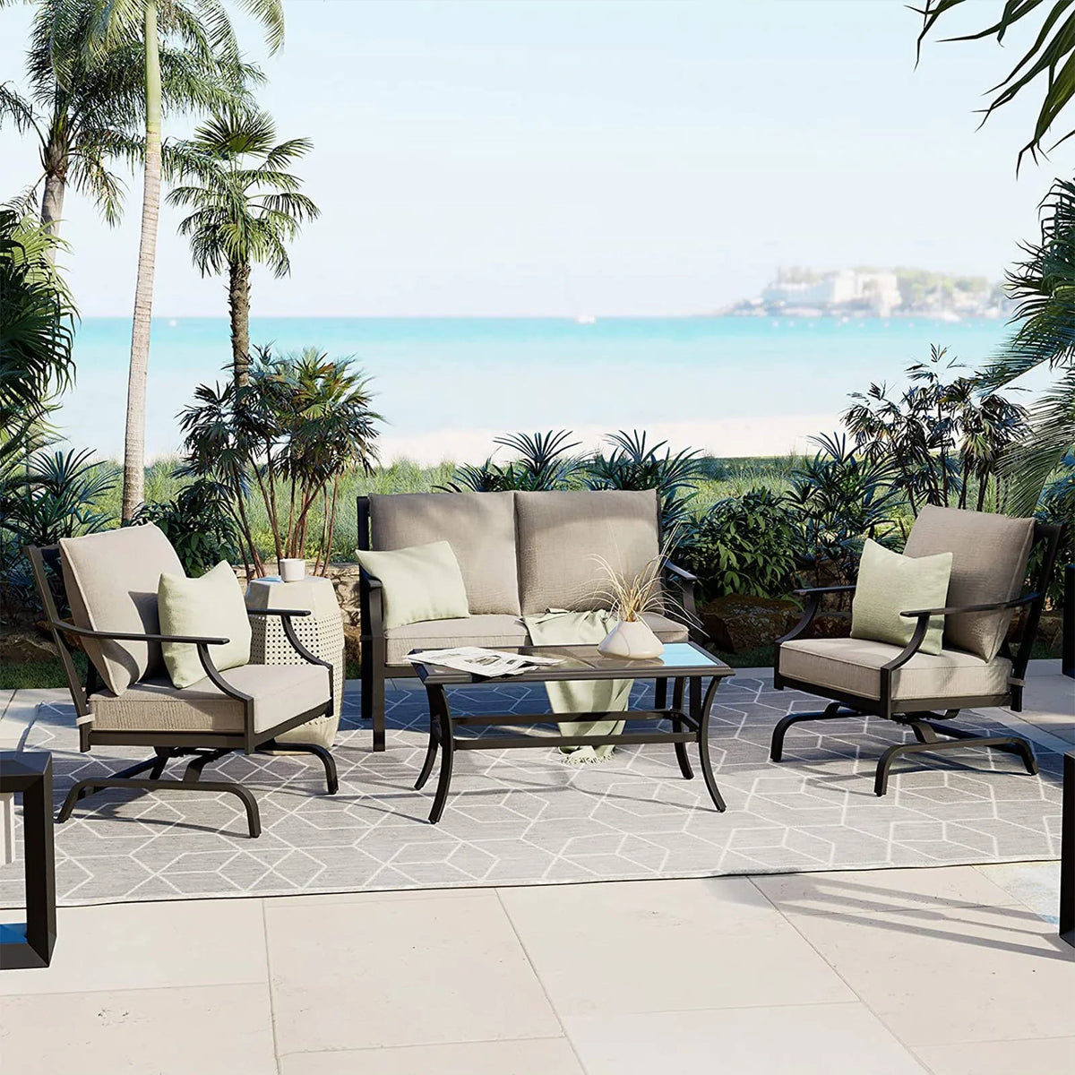 LOUNGE YARD Outdoor Dining Set, Patio Dining Set Metal Patio Garden Set for Backyard,Patio — product view 4