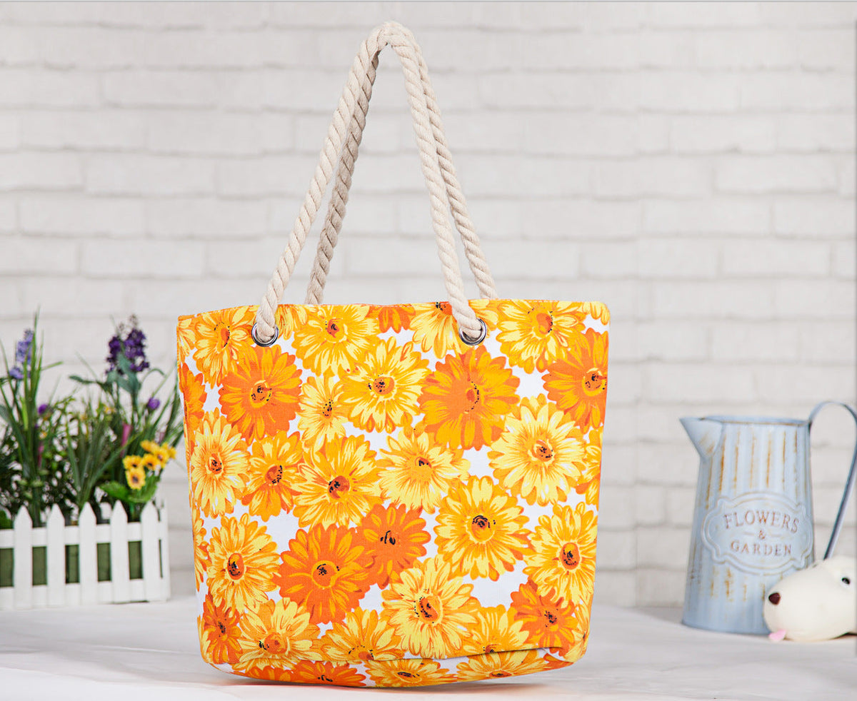 Flower Pattern Beach Bag LoungeYard — product view 1